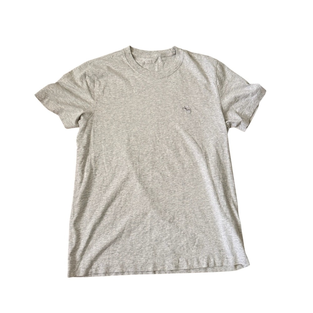 Abercrombie & Fitch Slim Polished Tee Heather Grey Cotton Mens Large Moose Logo